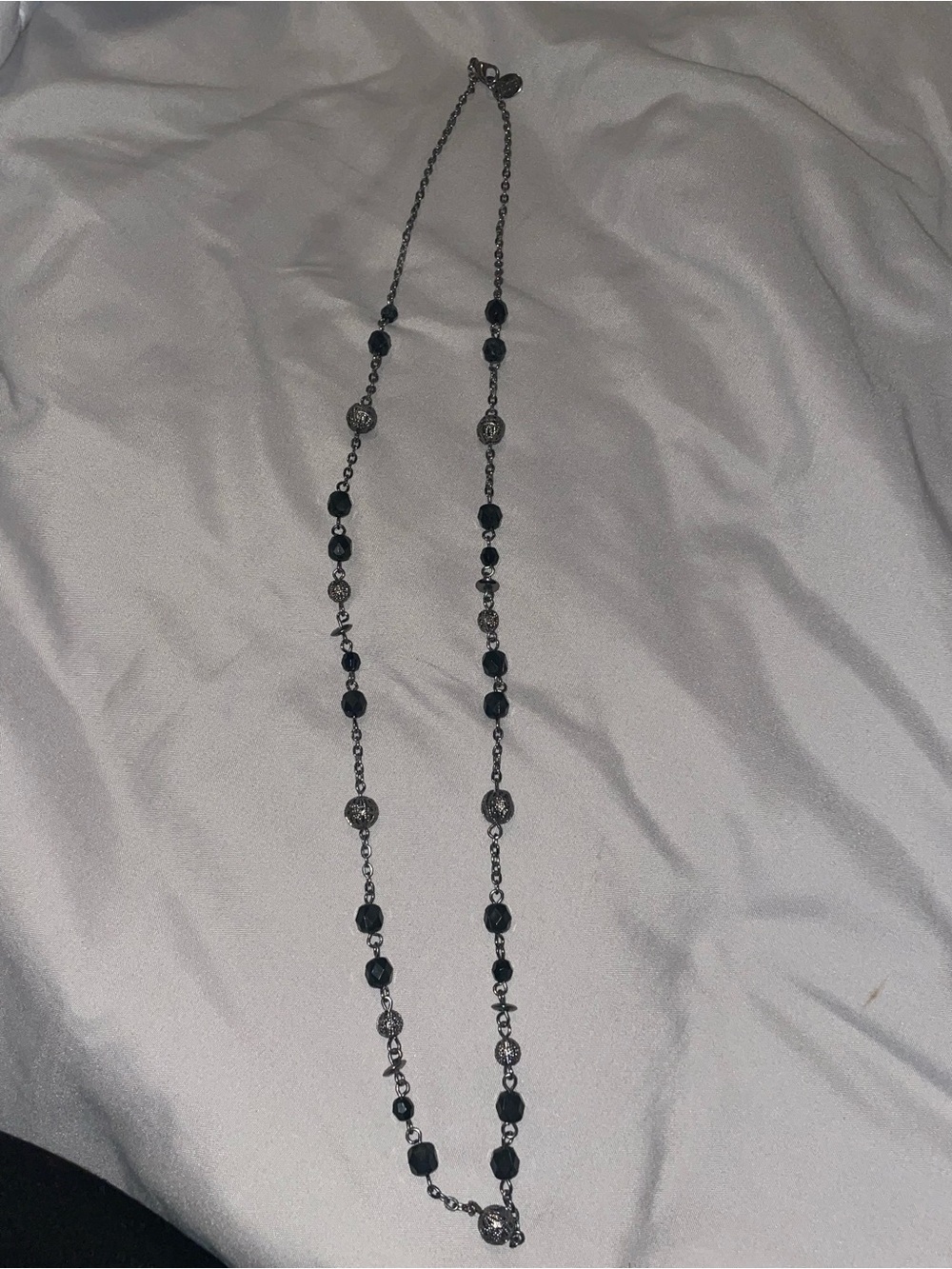 Elegant Black Bead Long Necklace - Unbranded